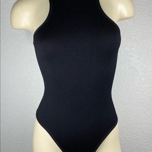 Black Ribbed Bodysuit
